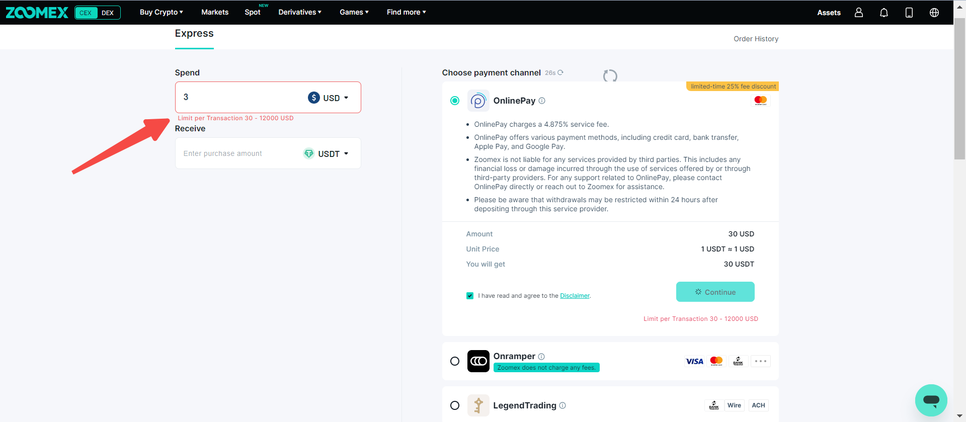 Buy Crypto using fiat currency – ZOOMEX