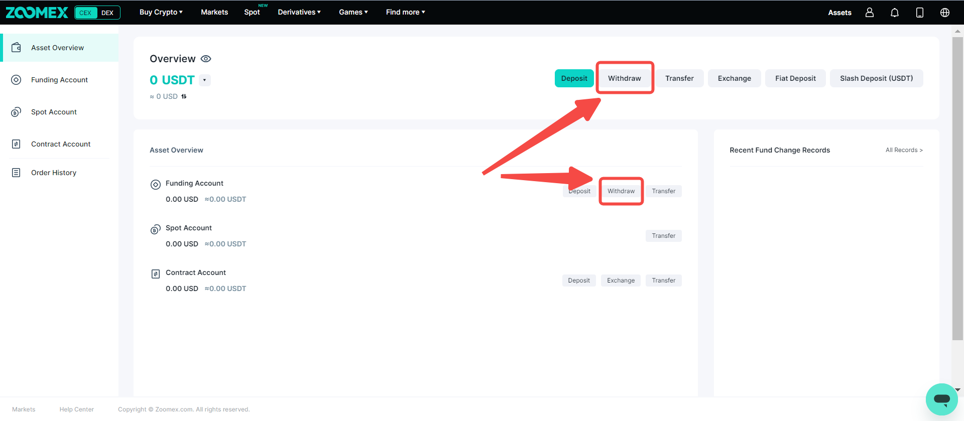 Comment retirer des fonds depuis Zoomex – FR